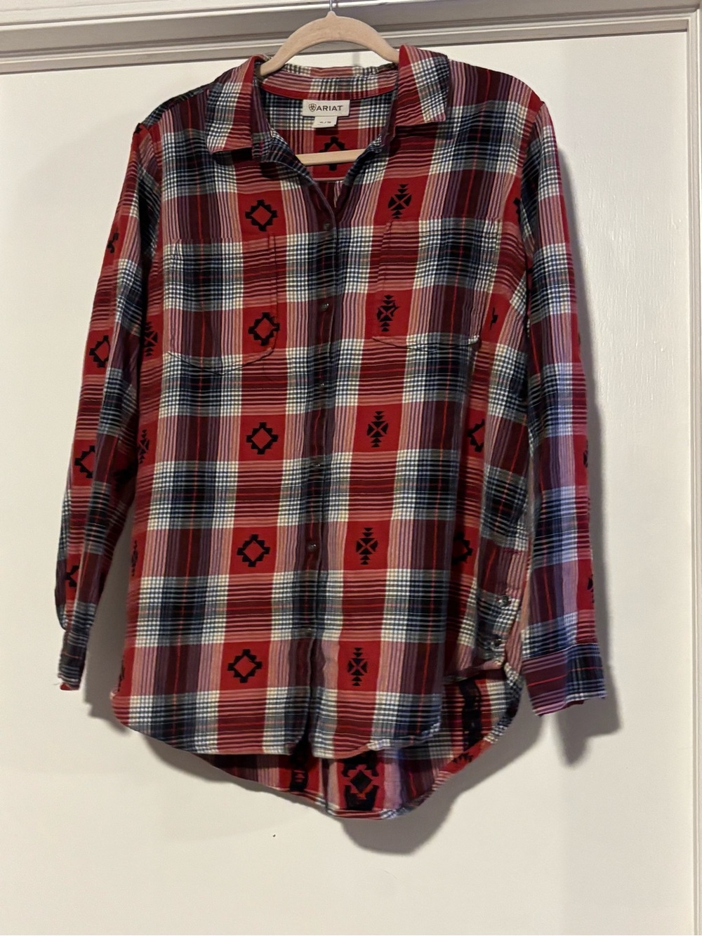 Ariat Red and Black Plaid Button-Down Shirt
